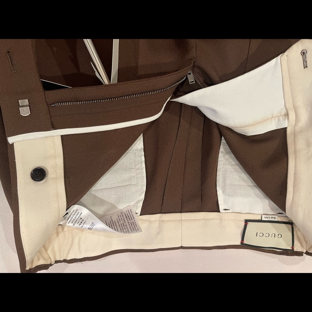 New Gucci Fluid Drill Brown-Coffee mens pants